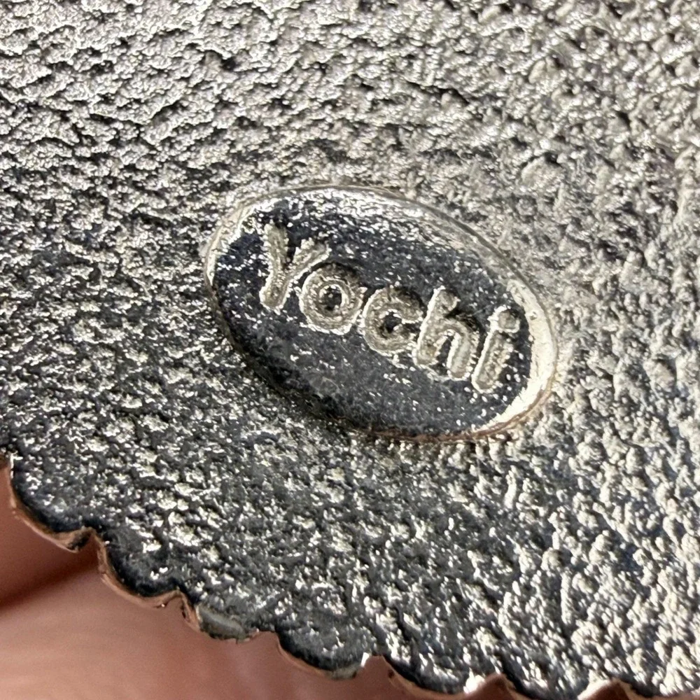 Vintage Yochi Ring Silver Tone Adjustable Glass Starburst Cocktail 10